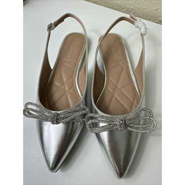 BCBG Kristin Silver Sling Back Flat Metallic Cryst