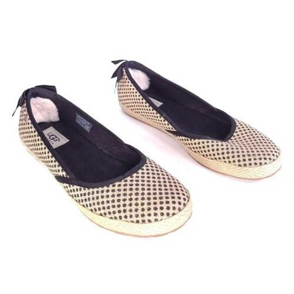 UGG Indah Burlap Black Tan Polka Dot Slip On Flat… - image 1