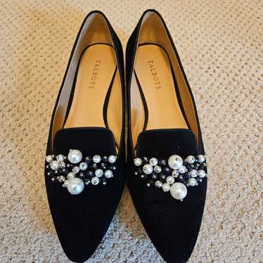 Talbots Edison Pearl Suede Black Loafers Flats