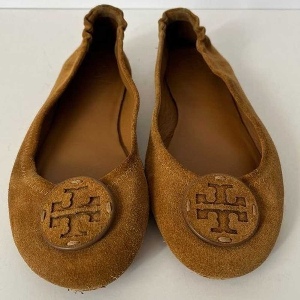 Tory Burch Camel Suede Minnie Travel Ballet Flats… - image 3