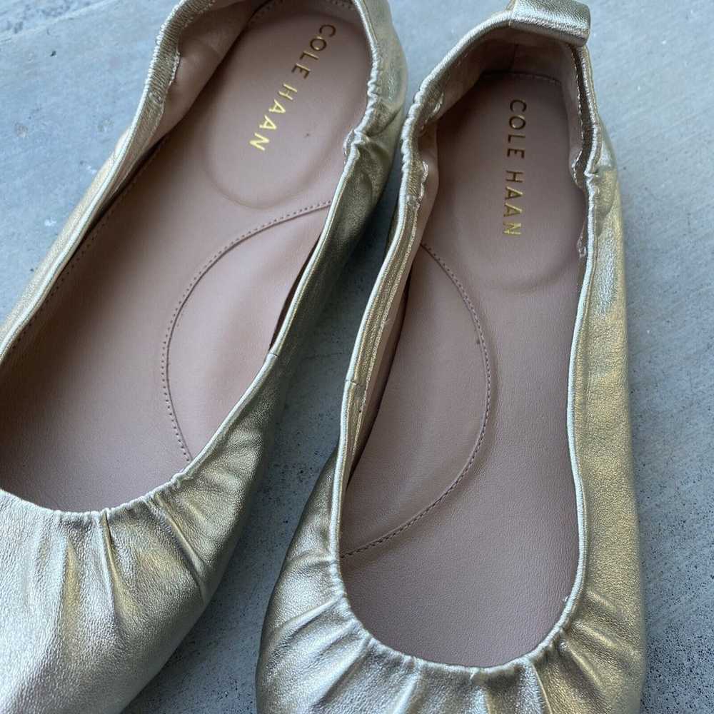 COLE HAAN York Soft Ballet Flats Size 11 Gold Lea… - image 12