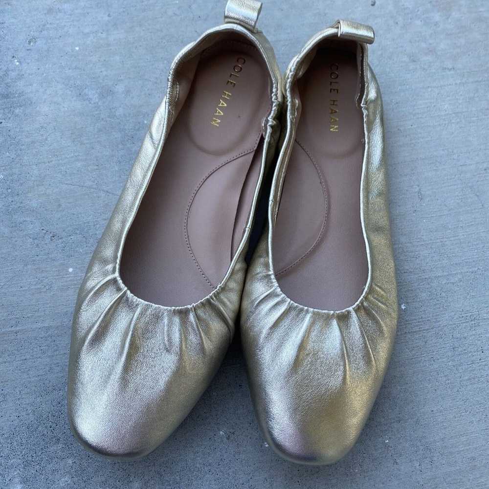 COLE HAAN York Soft Ballet Flats Size 11 Gold Lea… - image 2