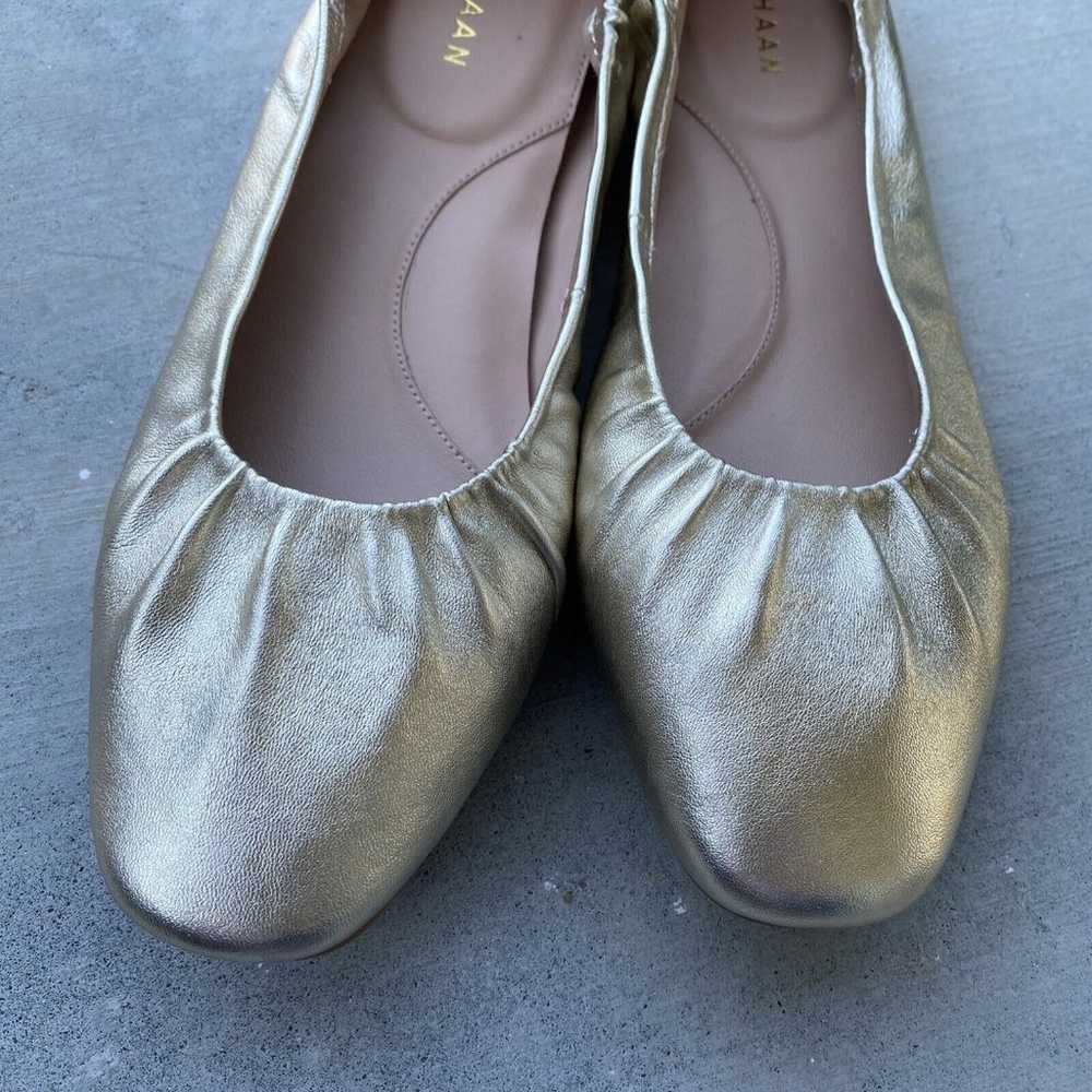 COLE HAAN York Soft Ballet Flats Size 11 Gold Lea… - image 3