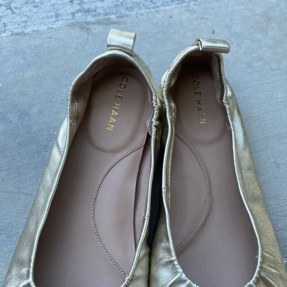 COLE HAAN York Soft Ballet Flats Size 11 Gold Lea… - image 4