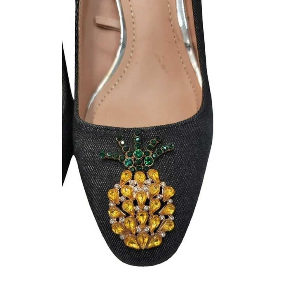 Zara Pineapple Heels Denim Crystal Jewels Embelli… - image 3