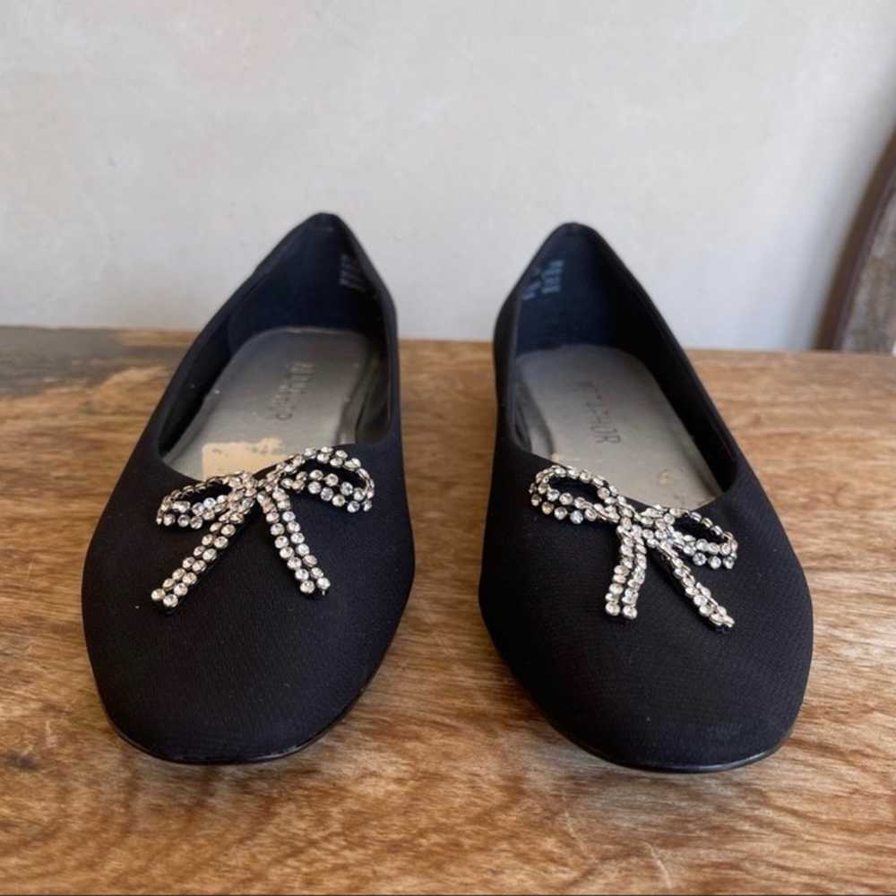 METAPHOR Beautiful Black Canvas Flats Swarovski C… - image 8