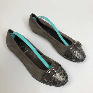 AGL Round Cap Toe Snake Embossed Flats