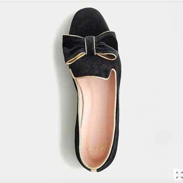 J Crew Velvet smoking loafers  with bow