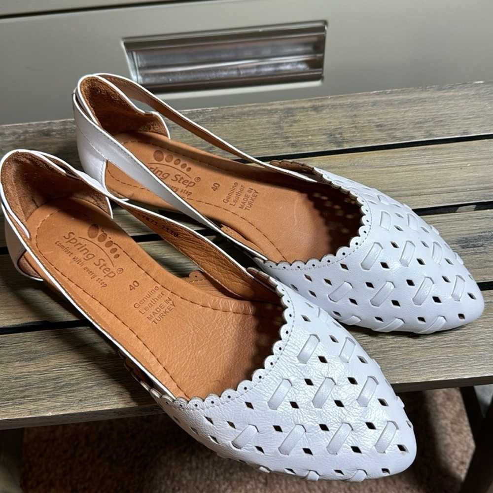 Spring Step Delorse Leather White Pointy Toe Flat… - image 3