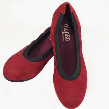 Munro Women's Vicky Red Suede Quilted Ballet Flats