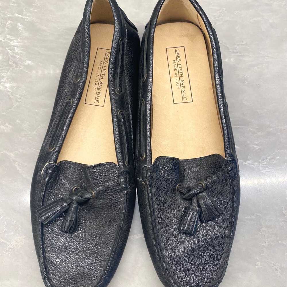 Saks Fifth Avenue Shoes Womens Black Slip On Mocc… - image 3