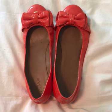 J. Crew coral patent leather flats