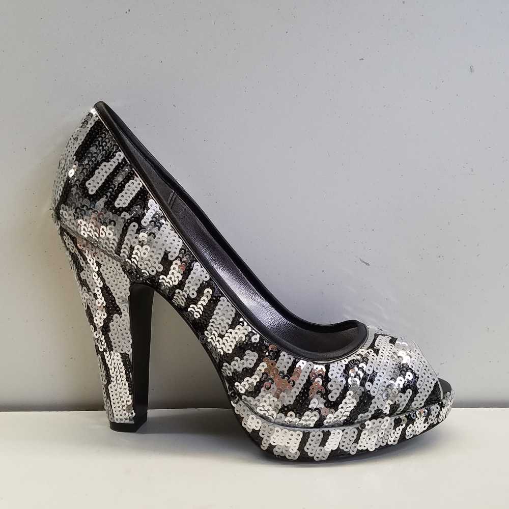 COACH Ashley Sequin Peep Toe Pump Heels Shoes Siz… - image 1