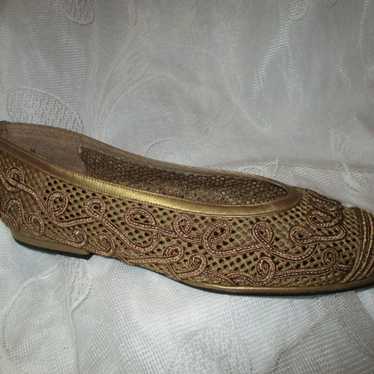 Stuart Weitzman antique gold mesh flats - image 1