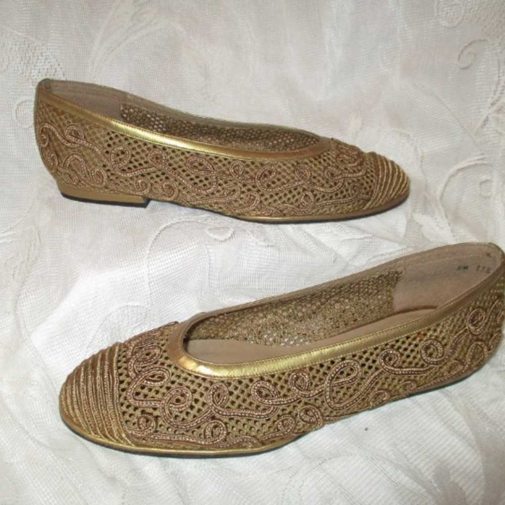 Stuart Weitzman antique gold mesh flats - image 2