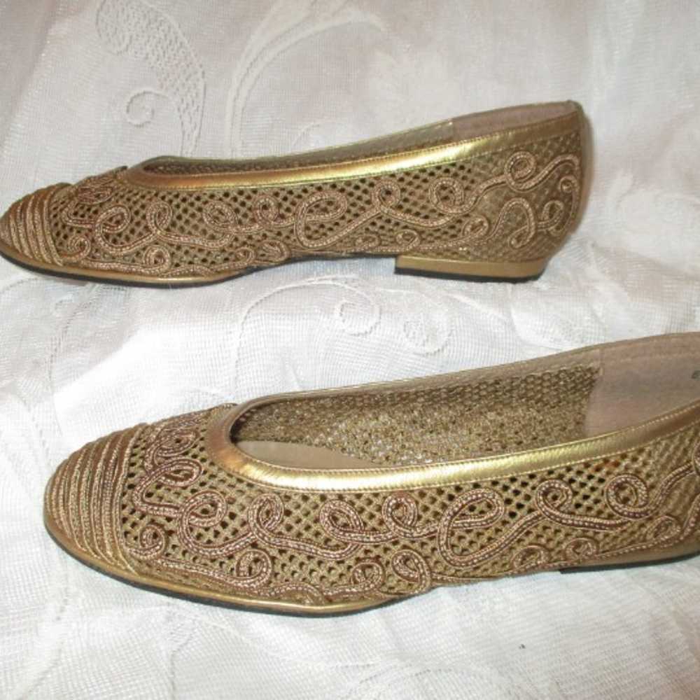 Stuart Weitzman antique gold mesh flats - image 3