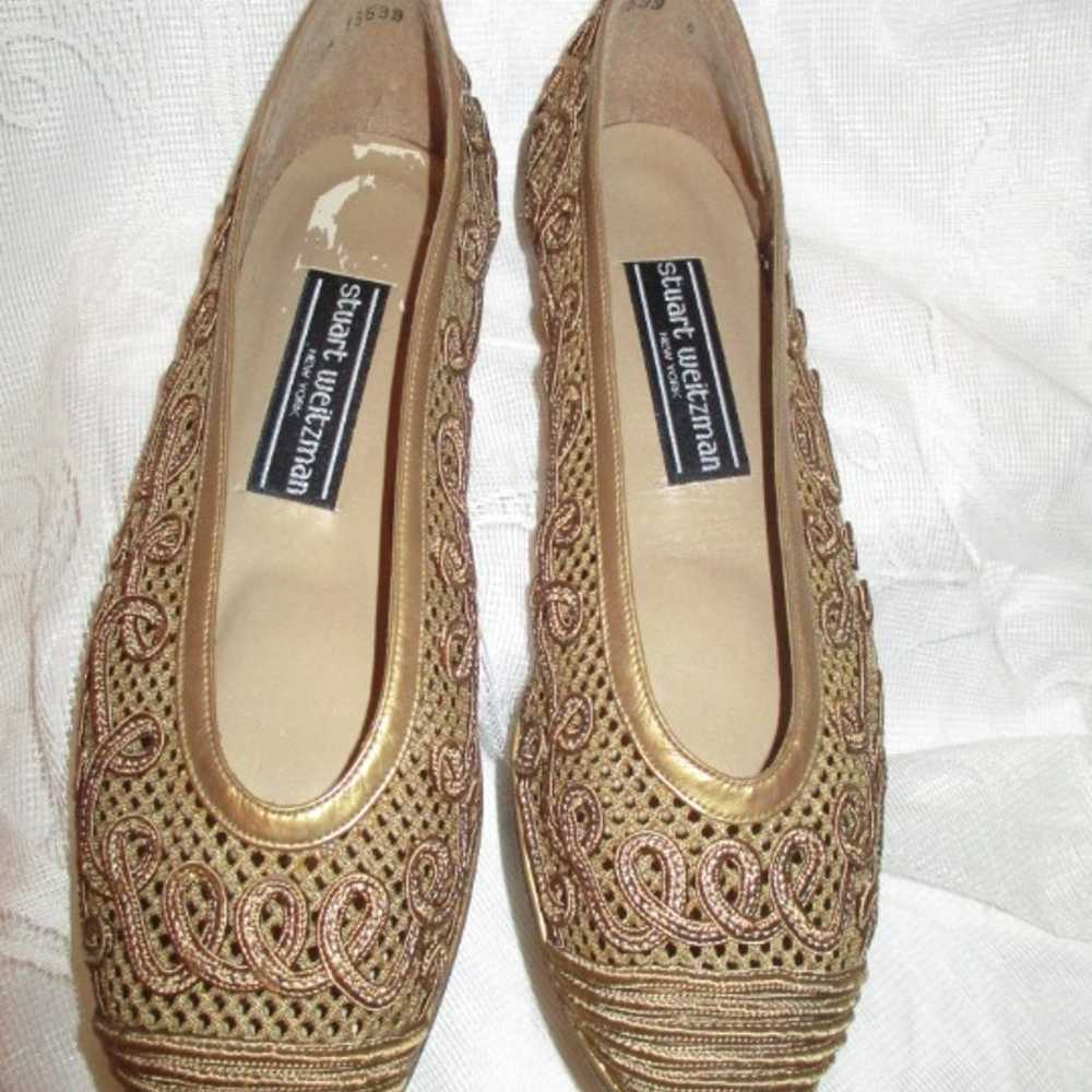 Stuart Weitzman antique gold mesh flats - image 4