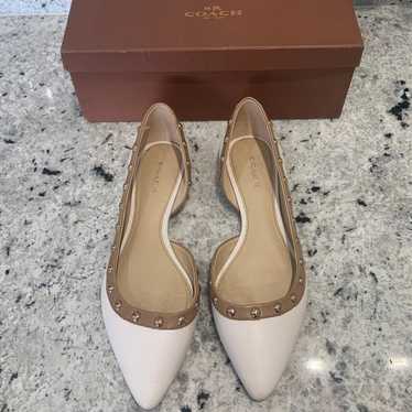 COACH-White, beige and gold studs dress shoes