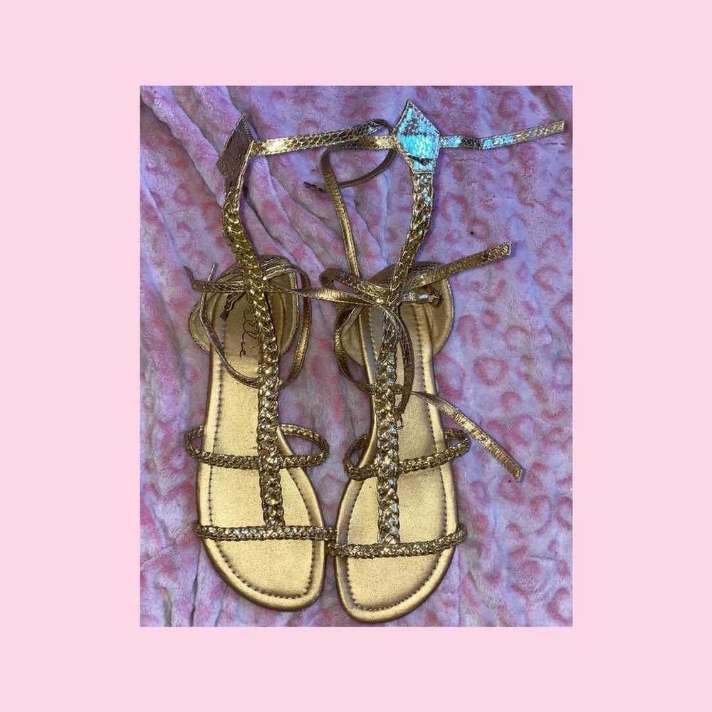 Gold flat sandals gladiator - image 1