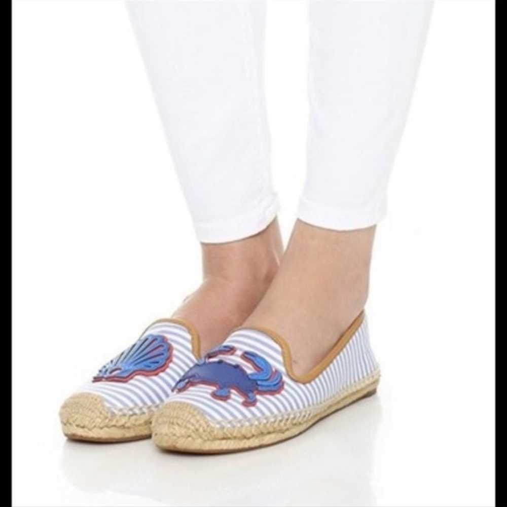 TORY BURCH Crab shell Striped Espadrilles 9 white… - image 6