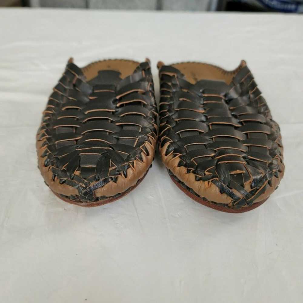 Free People Leather Brown & camel Braided Flat Sl… - image 7
