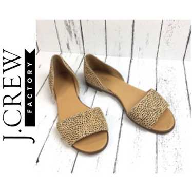 J. Crew Calf Hair Cheetah Peep Toe Flats - image 1