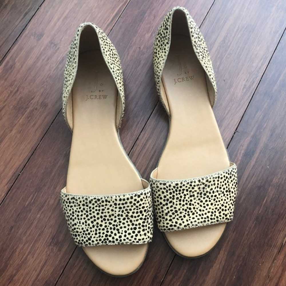 J. Crew Calf Hair Cheetah Peep Toe Flats - image 6