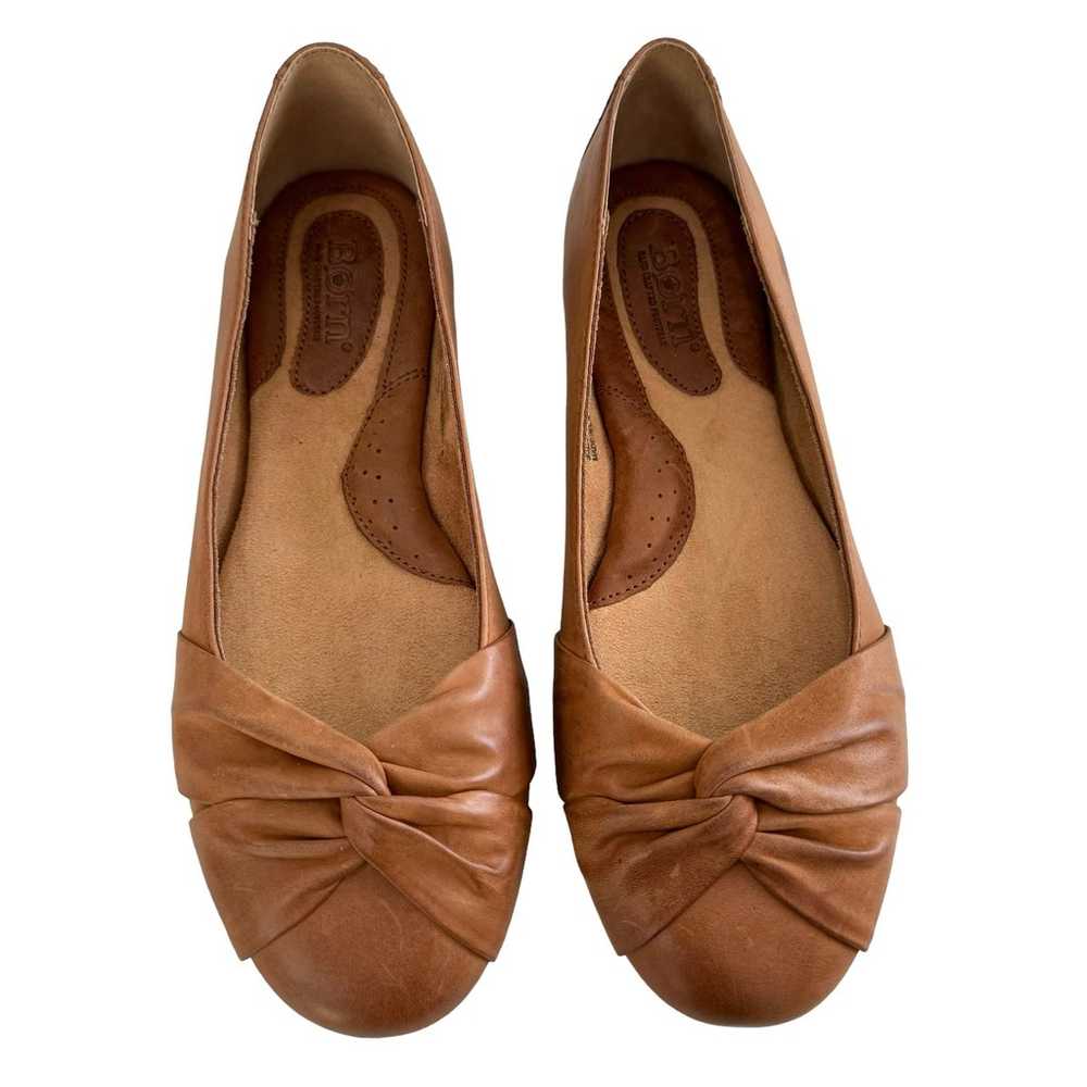 Born Lilly Tan Leather Flat Shoes Size 8.5W - image 3