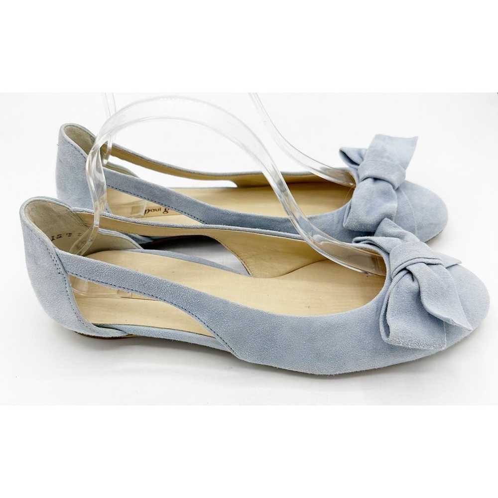 Paul Green Pacific Blue Suede Cutout Bow Flats Si… - image 1
