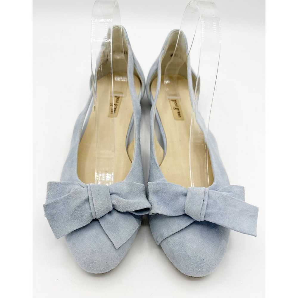 Paul Green Pacific Blue Suede Cutout Bow Flats Si… - image 2