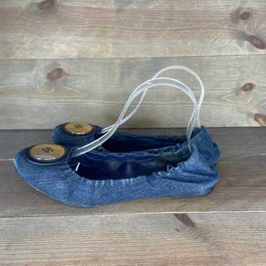 Tory Burch Womens size 9 shoes blue denim slip on… - image 1