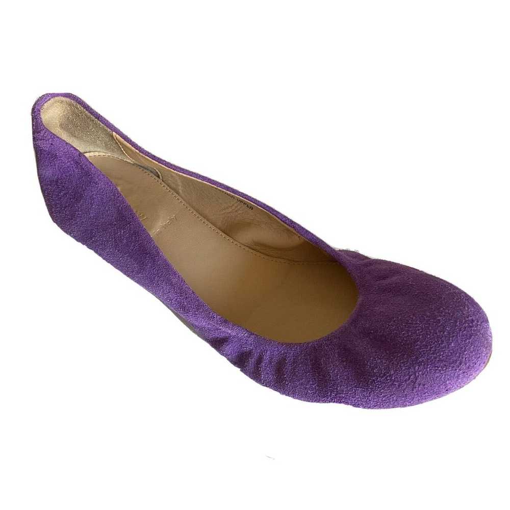 J Crew Cece Flat Ballet Purple Suede Round Toe Sl… - image 1
