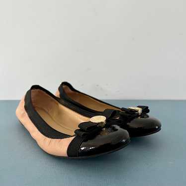Michael Kors Dixie Nude Leather Bow Ballet Flats