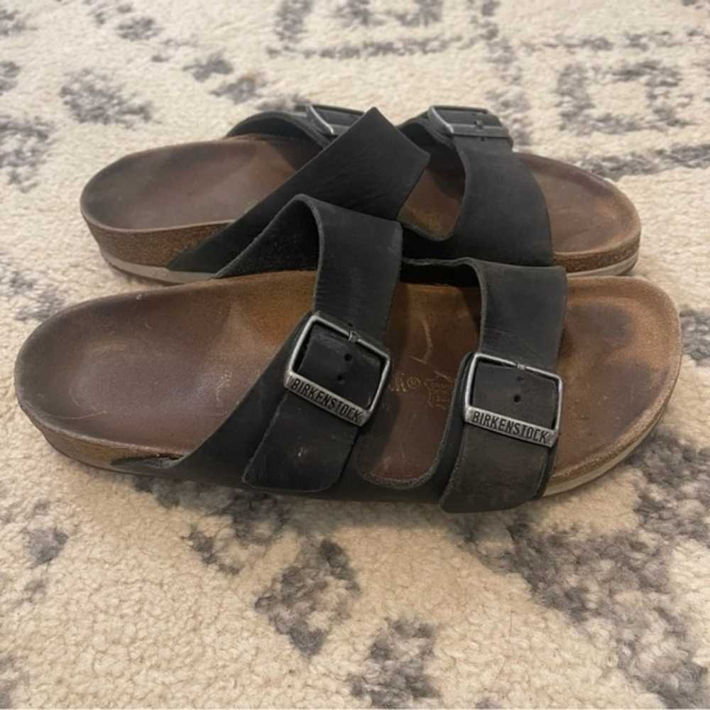 Birkenstocks black 2 strap leather sandal size 40 - image 1