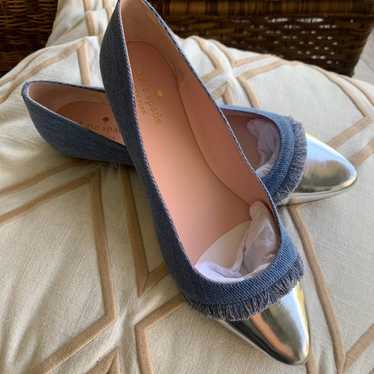 Kate Spade Nelly Blue Jean Silver Toe Flats NEW!