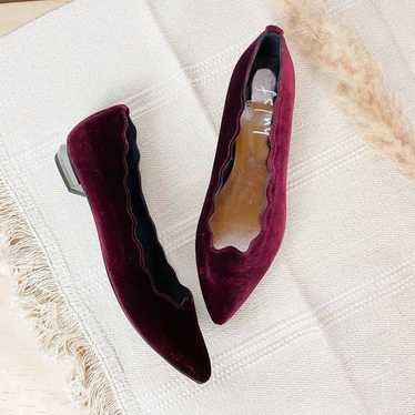 French Sole Velvet Scolloped Flats Sz. 9