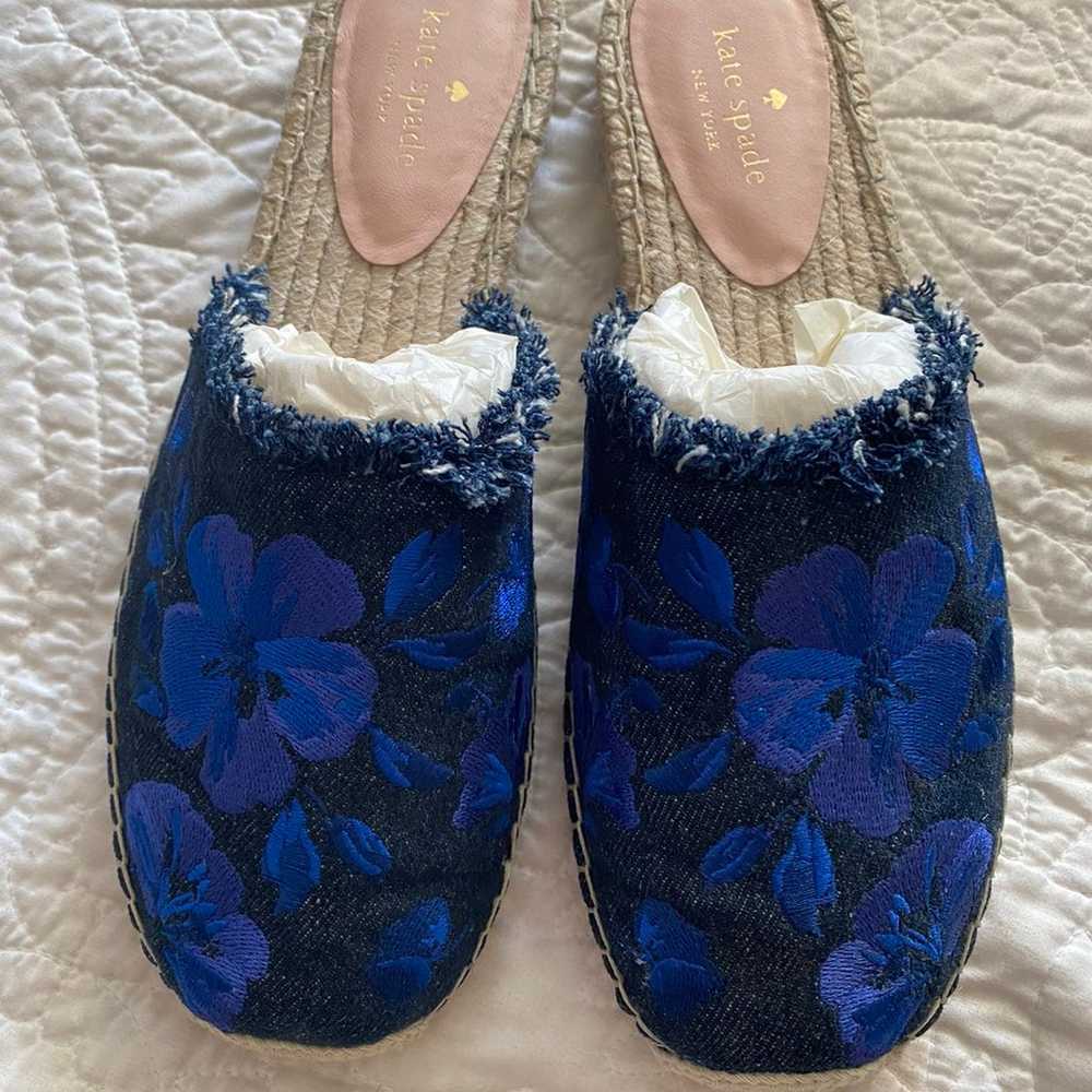 Kate Spade Indigo Canvas Espadrilles Fla - image 1