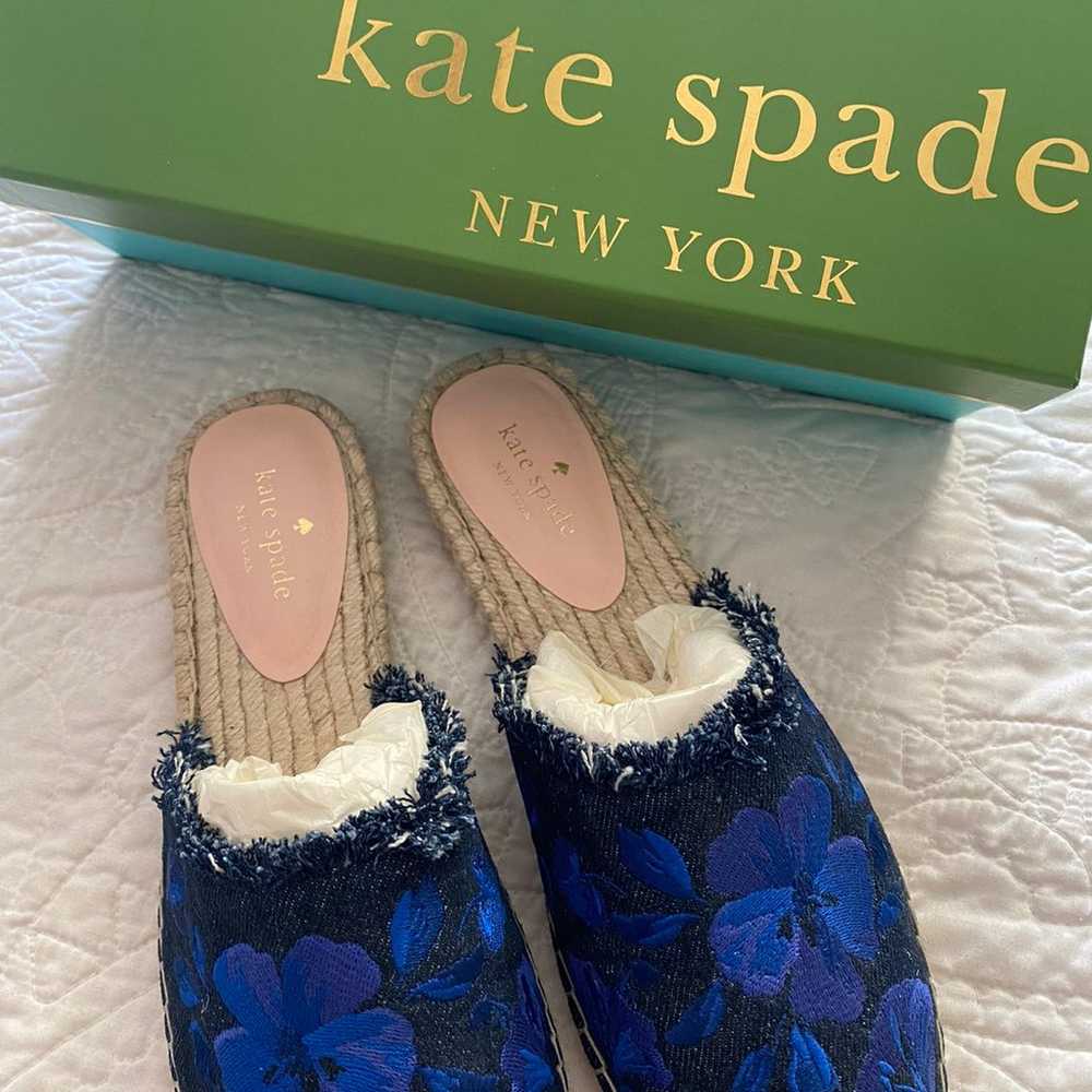 Kate Spade Indigo Canvas Espadrilles Fla - image 2