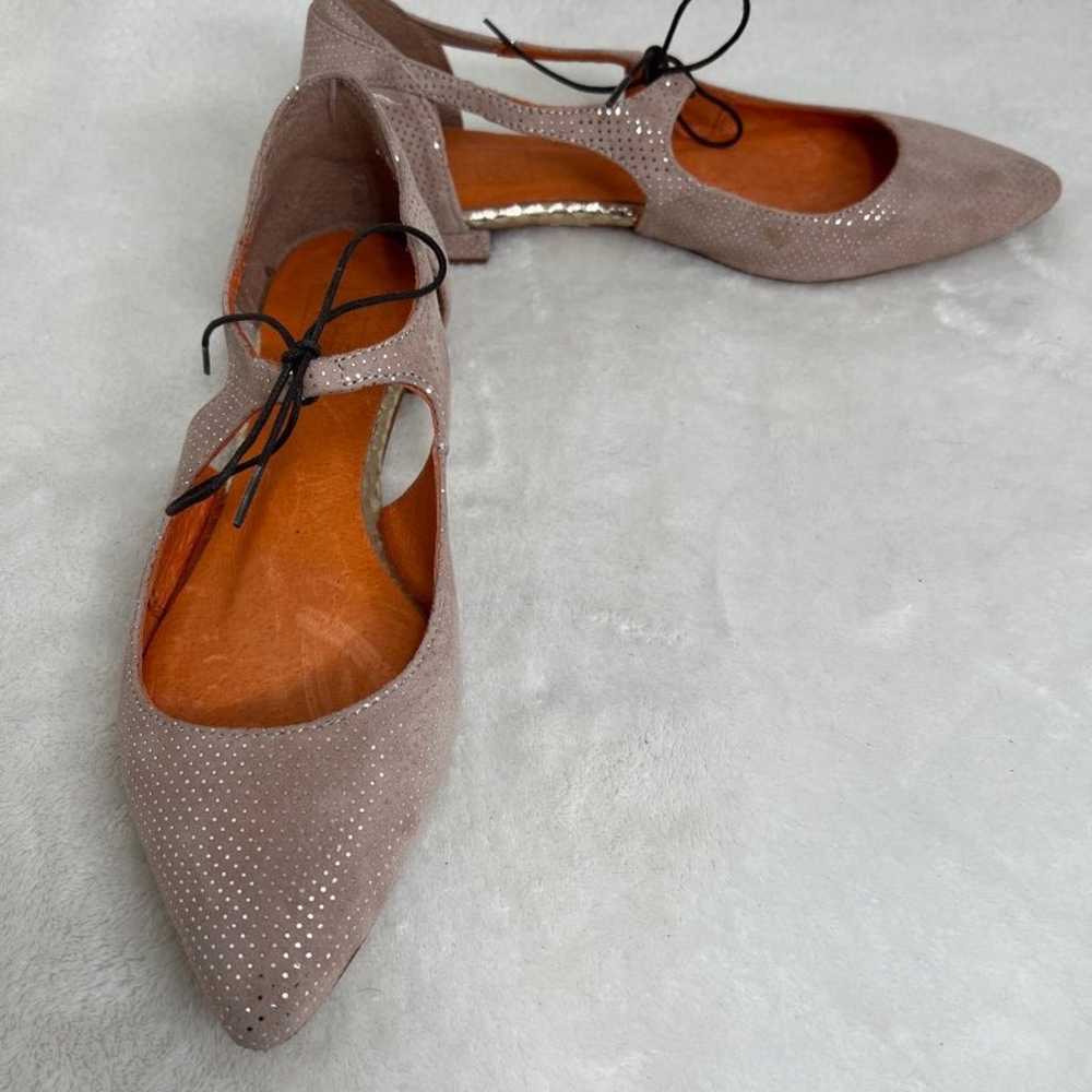 Belle Hari Pink With Silver Dots Flat Shoes Size … - image 4