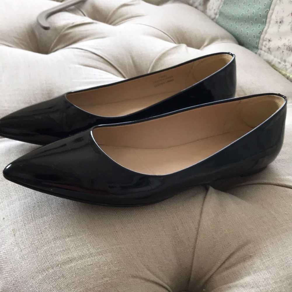 j crew black leather flats - image 2