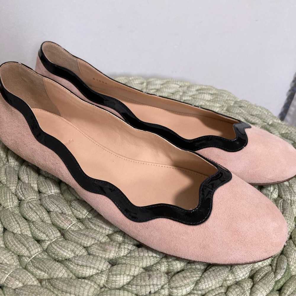 NWOB J. Crew Scalloped Cream Suede Black Patent L… - image 2