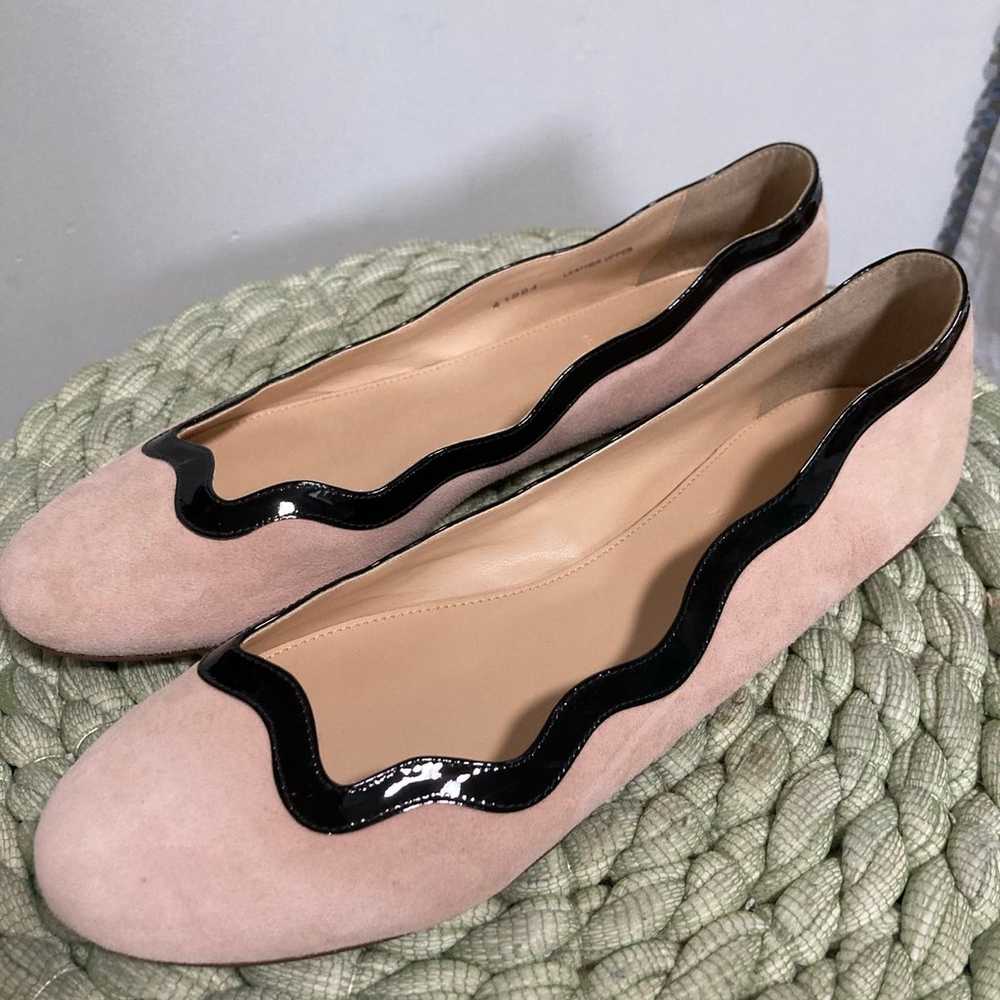 NWOB J. Crew Scalloped Cream Suede Black Patent L… - image 6