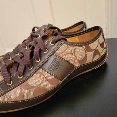 Coach Suee Brown Signature Leather Trim Shoes - image 1