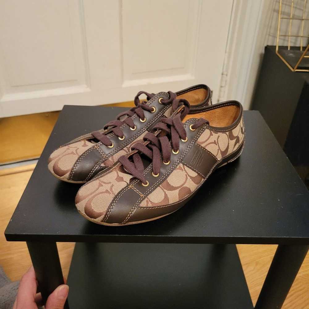 Coach Suee Brown Signature Leather Trim Shoes - image 2