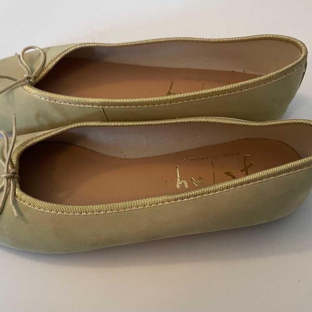 [French Sole] “Zoe” Light Green Suede Classic Bal… - image 10