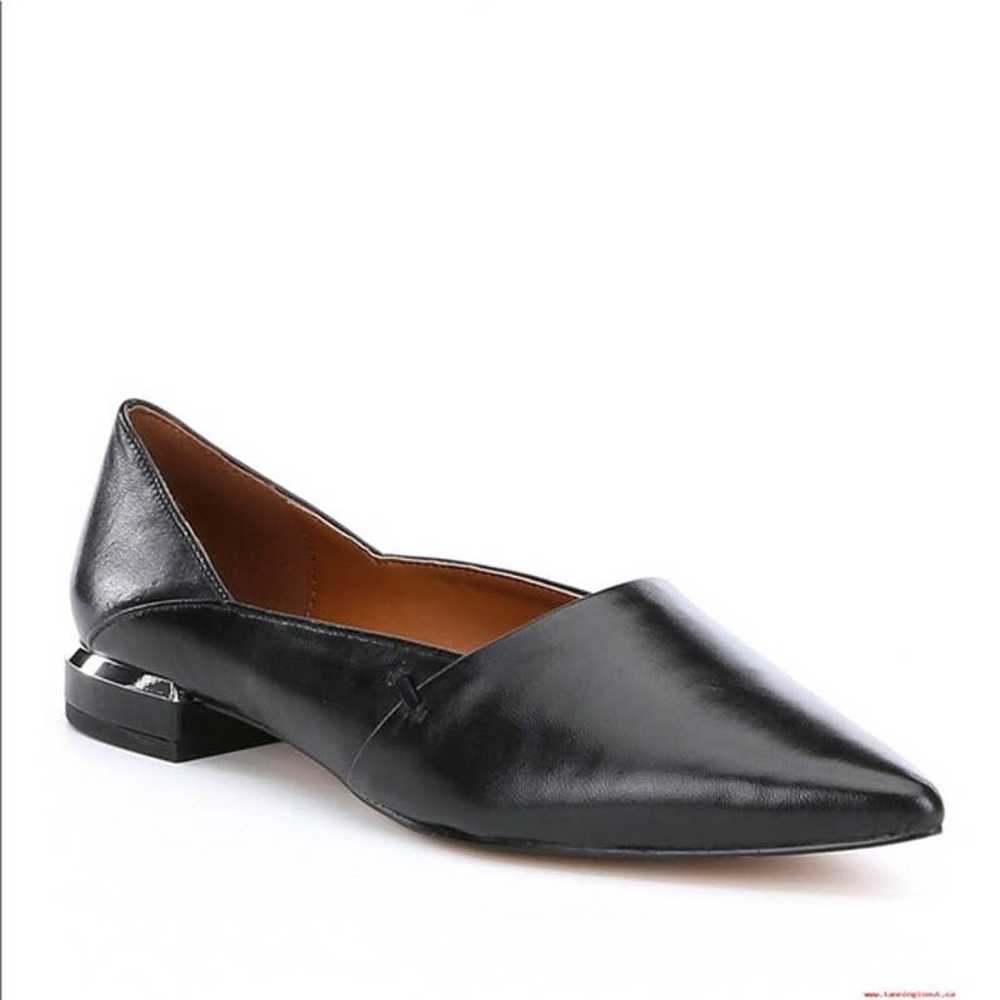 H by Halston Charlotte Pointy Toe Leather Flat Bl… - image 1