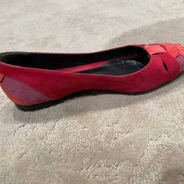 Fendi red and pink suede flats