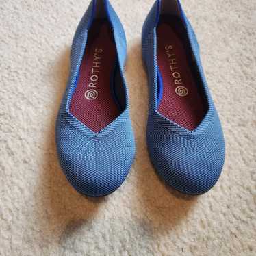 NWOB Rothys Ballet Flats, Blue Birdseye, Sz 8