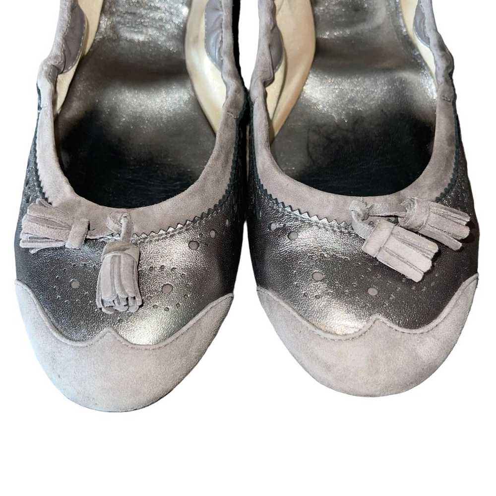 Tod's Gray Tassel Round Toe Leather Driving Balle… - image 3