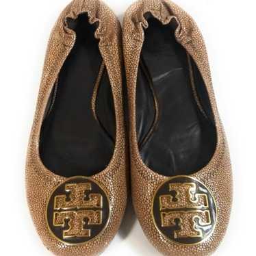 Tory Burch Reva Tumbled Brown Flats 7 M - image 1